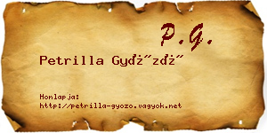 Petrilla Győző névjegykártya
